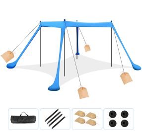 1Pc 5-8 Person Beach Tent Sun Shelter Canopy 10x10x6.6ft With Sandbag Foldable Poles Carry Bag UPF50 For Camping Trip Fishing Picnic Fedex Shipping