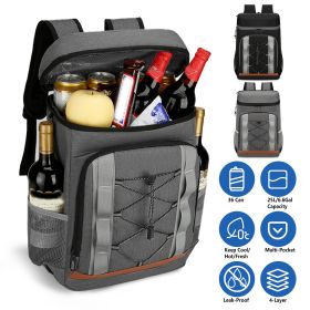 Grey-Black Options 1Pc Cooler Backpack 36 Can Leakproof Insulated Cooler Backpack With 25L 6.6Gal For Picnic Camping Beach Hiking Fishing Travel
