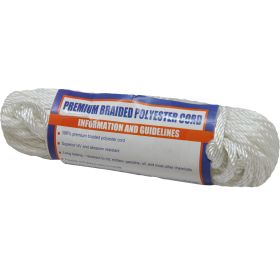 Sea Dog Solid Braid Polyester Cord Hank 5/32" X 5' White