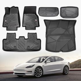 MKR All-Weather TPE Floor Mats For Tesla Model Y 2021-2022 - Waterproof, Anti-Slip, Full Coverage Car Floor Liners 6 PCS Set