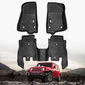 MKR Waterproof And Stain-resistant TPE Car Floor Mats Black 3 PCS For Jeep Wrangler JL 2018 4 Doors Model Not Fit For Jeep Wrangler JK Or 4XE