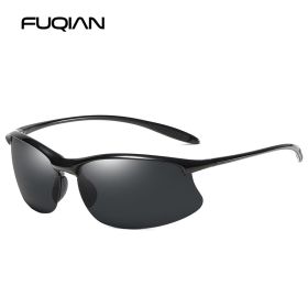 Ultralight Weight Sports Polarized Sunglasses Men Women TR90 Half Frame Fishing Sun Glasses Outdoor Driving Shades (Lenses Color: BRIGHT BLACK)