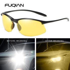 Ultralight Weight Sports Polarized Sunglasses Men Women TR90 Half Frame Fishing Sun Glasses Outdoor Driving Shades (Lenses Color: BLACK YELLOW)