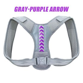 Back Orthotics With Adult Prevention Of Hunchback Open Shoulder Sitting Adjustable Clavicle Fixation Orthotics (Color: gray purple, size: M)