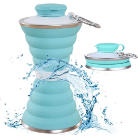 Foldable Water Bottle; Camping Mug With Snap; Reusable Silicone Foldable Leak-Proof Portable Sports Travel Water Bottle For Outdoor; Travel Gym H (Color: Green)
