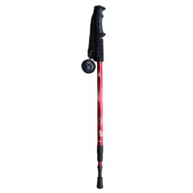 Multifunctional 3-Section Straight Handle Trekking Pole (Color: Red, Type: Walking Sticks)