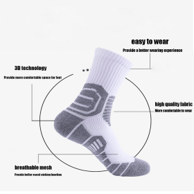 Compression Crew Running Socks Athletic Socks For Men With Cushion Work Hiking Basketball Sport Socks Anti-odor And Anti-slip For Running Fitness (Colors: Color1, Group: Men)