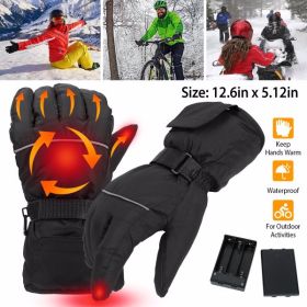 Heating Warm Gloves Battery Powered Heated Waterproof Gloves Unisex Electric Heated Gloves For Outdoor Sports Cycling Riding Skiing Skating Hikin (Color: as picture)