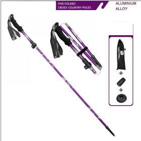 "Ultralight Folding Hiking Poles - 7075 Aluminum with EVA Grip, Tungsten Tips - Perfect for Backpacking & Climbing" (Color: Purple)