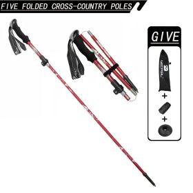 "Ultralight Folding Hiking Poles - 7075 Aluminum with EVA Grip, Tungsten Tips - Perfect for Backpacking & Climbing" (Color: Red)