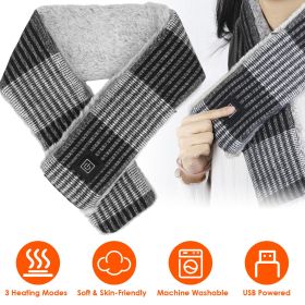 Electric Heated Scarf USB Heating Neck Wrap Unisex Winter Heated Neck Shawl Soft Warm Scarves w/ 3 Heating Modes (Color: Grey)